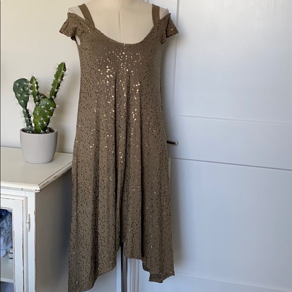 Isabella Oliver Khaki Sequin Off Shoulder Evening Marernity Party Dress Size 0 - Picture 2 of 10